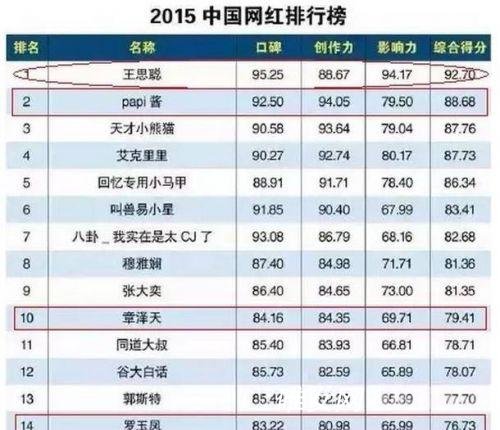 2015年出了哪些网红？他们影响力排行榜单